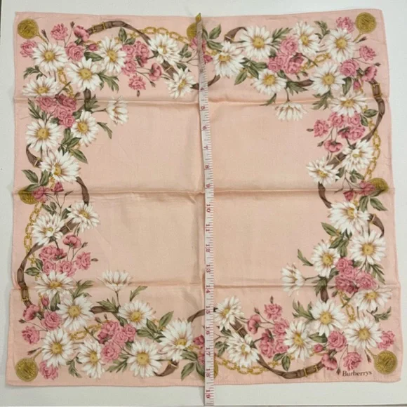 Vintage Burberrys Floral Cotton Handkerchief – Blush Pink - Picture 8 of 8